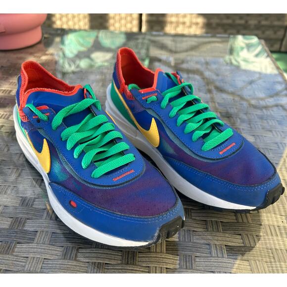 Nike Waffle One SE Green/Blue/Yellow/Red Sneaker Kids 5Y / Women’s 6.5 - Picture 5 of 8